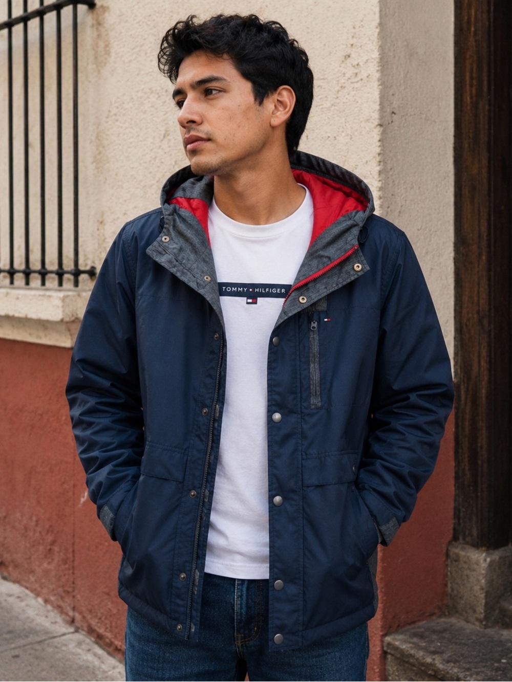 Tommy Hilfiger Hooded Lightweight Jacket | Size Large